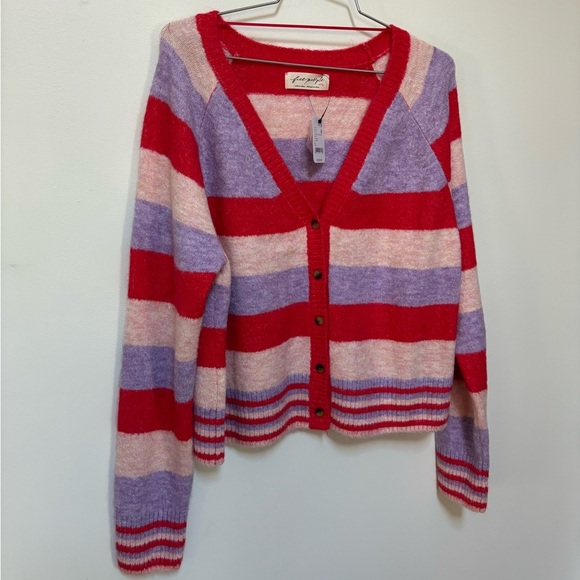 NWT Free People School Girl SoftSpun Striped Cardi Size XL - Picture 6 of 14